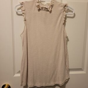 Maurices Ruffled Cream Sleeveless Blouse